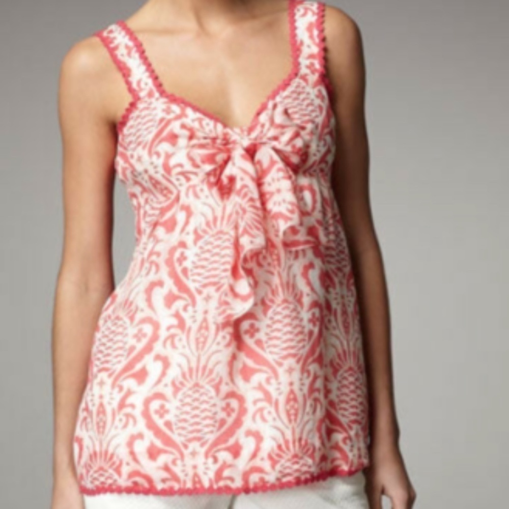 Kate Spade Pineapple Print Silk Linen Top Size 4